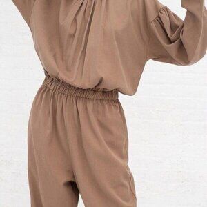 Black Crane Tulip Jumpsuit - Brown Xs‎ Xsmall. Tencel/cotton